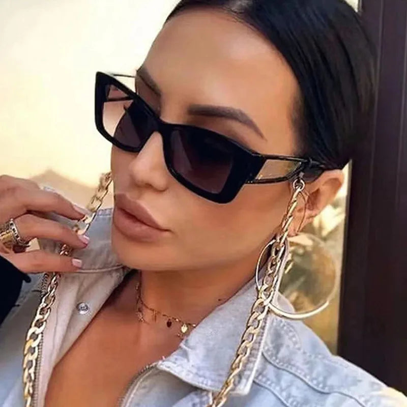 Custom Logo New Retro Fashion Big Hollow Out Frame Cat Eye Designer Trendy Sunglasses for Women