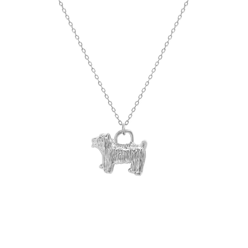 Wuqie Charm Sterling Silver Pendant Necklace Lovely Doggie Puppy Pet Necklace