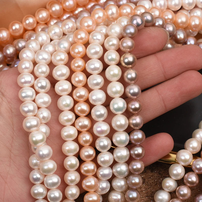 8mm near round Natural Freshwater Pearl Beads White Semi-Finished Pearls for Necklace or Bracelet Jewelry Making