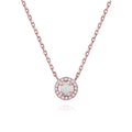 For Wedding 925 Sterling Silver Rhodium Plating Necklaces Fashion Pink Opal Jewelry Sets Necklace