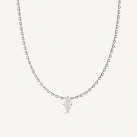 Chris April 316L Gold Plated Stainless Steel Marquise Cut Zirconia Luxury Charm Necklace