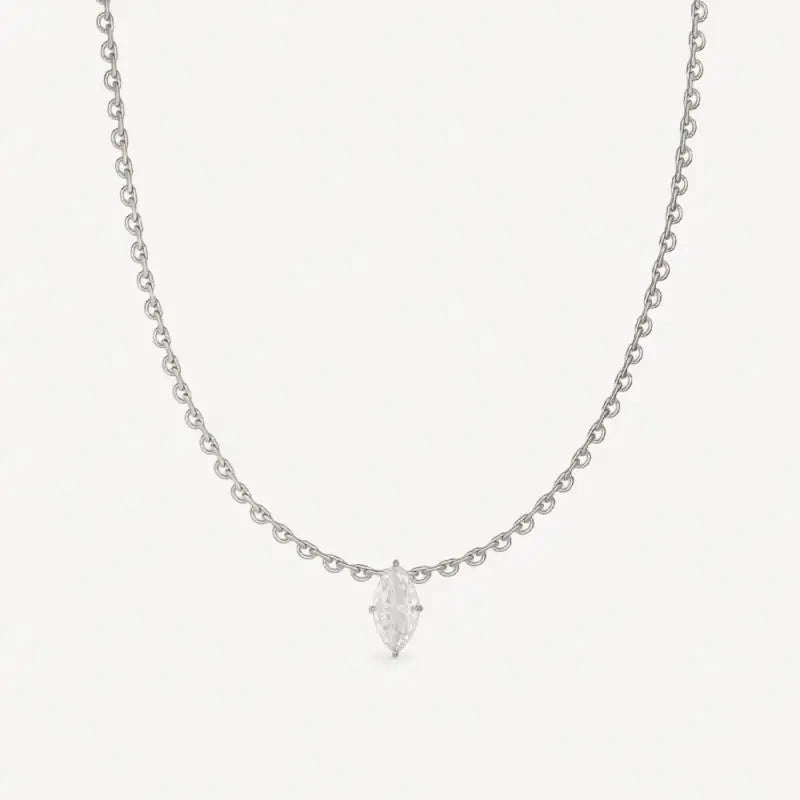 Chris April 316L Gold Plated Stainless Steel Marquise Cut Zirconia Luxury Charm Necklace