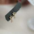 Summer Cute 14K Gold Plated Pure 925 Sterling Silver Zirconia Flower Shaped Stud Earrings for Women Girls Jewelry