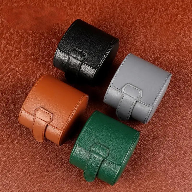 Premium Leather Luxury Single Watch Roll Box 1 Slot Travel Storage Case Brown Custom Logo Men Manufacturer High-End Embossed
