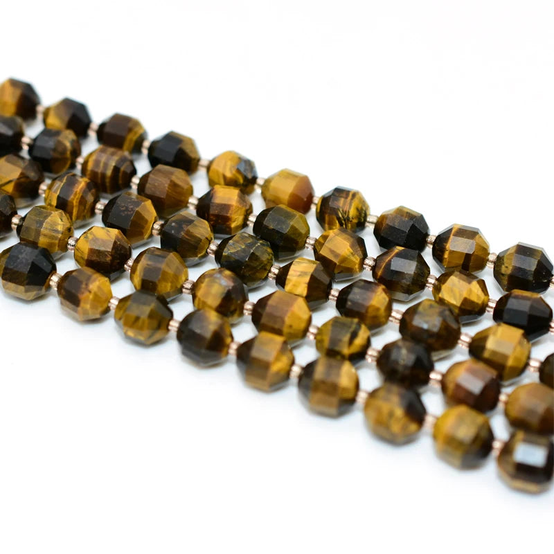 Wholesale 8mm Natural Bucket Shaped Tiger Eye Loose Gemstone Beads For DIY Jewelry