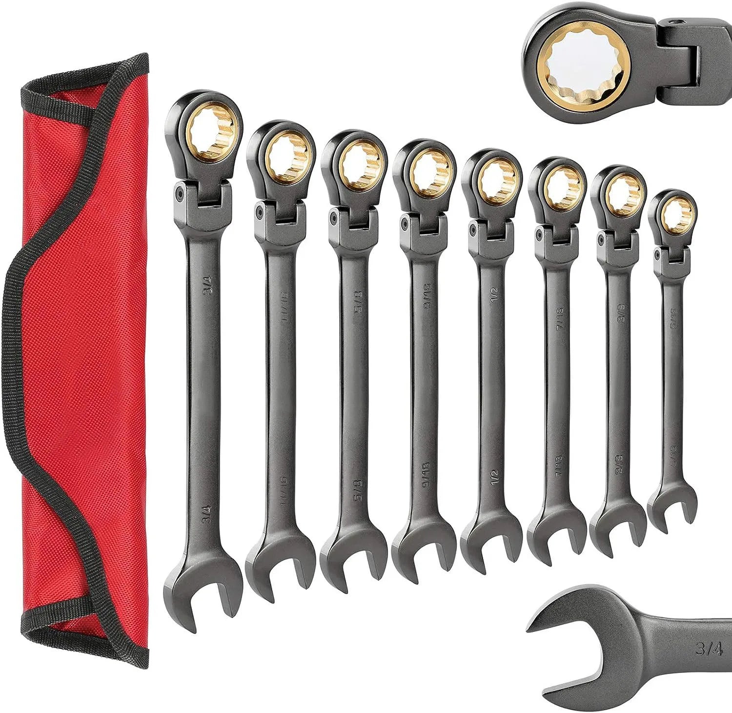 YUHANG DIY Grade 8-Piece SAE Flex-Head Ratcheting Combination Wrench Set Carbon Steel Metric Measurement System Customizable OEM