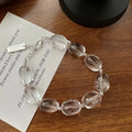 Fine Jewelry Bracelet 925 Sterling Silver Chunky Bracelet White Crystal Beaded Bracelet for Women