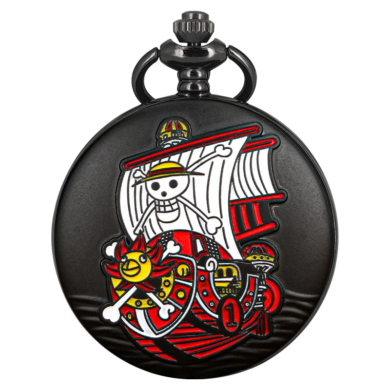 One Piece Anime Vintage Antique Bronze Steampunk Quartz Pocket Watch Necklace Pendant for Gift