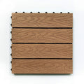 Qood European Brushed Composite Deck Tiles Outdoor Teak Wood Balcony Flooring Waterproof Anti-slip Cheap 18mm Thickness 5-Year
