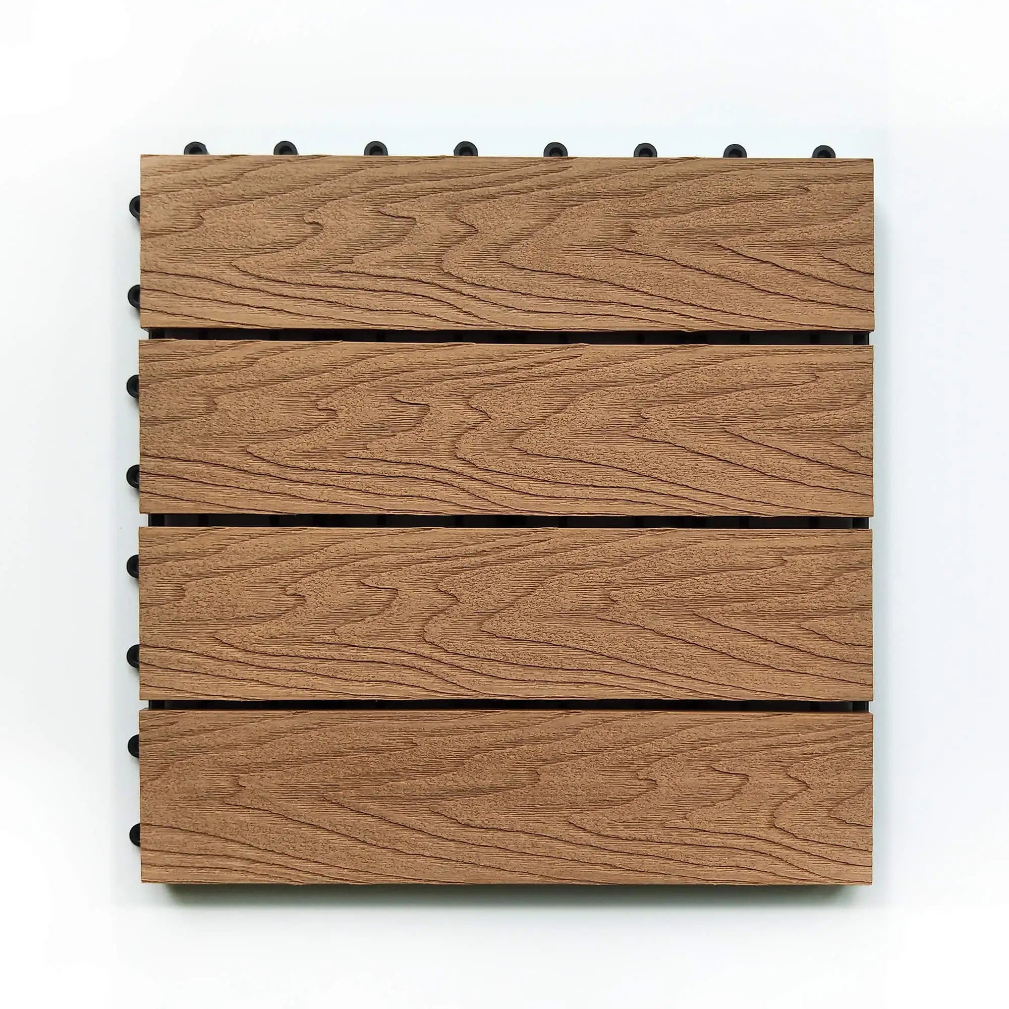 Qood European Brushed Composite Deck Tiles Outdoor Teak Wood Balcony Flooring Waterproof Anti-slip Cheap 18mm Thickness 5-Year