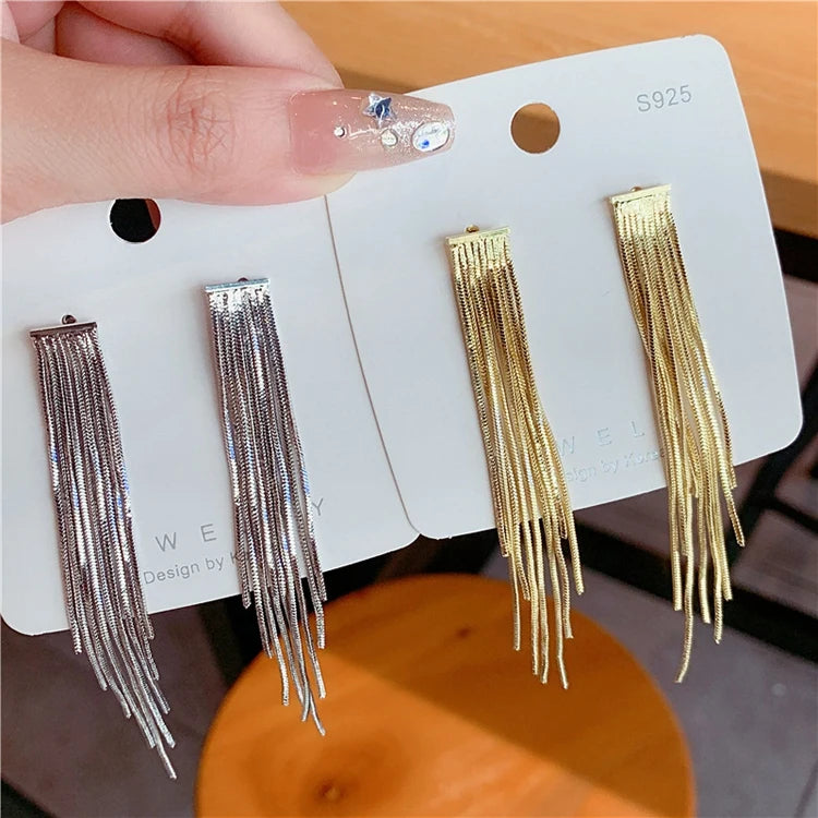 AL-23 Wholesale Jewelry Ear Ring Models Fashion Design New Model Alloy Ladies Long Tassel Stud Earrings Women