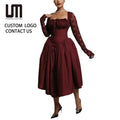 Liu Ming African Fashion Casual Women Clothes Lace Long Sleeve Gown Elegant Muslim Wedding Party Long Dress