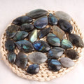 Natural Water Droplets Shape Blue Flash Labradorite Leaf for Pendant