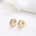 Simple Design Inlaid Zircon Round Shape 14K Gold Plated Small Hoop Earrings