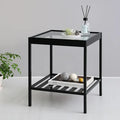 Modern Bamboo Side Table With Glass Top Multi-functional