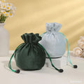 Eco- Friendly Custom Logo Printed Colorful Velvet Jewelry Storage Bag Luxury Velvet Round Bottom Drawstring Pouch for Perfume