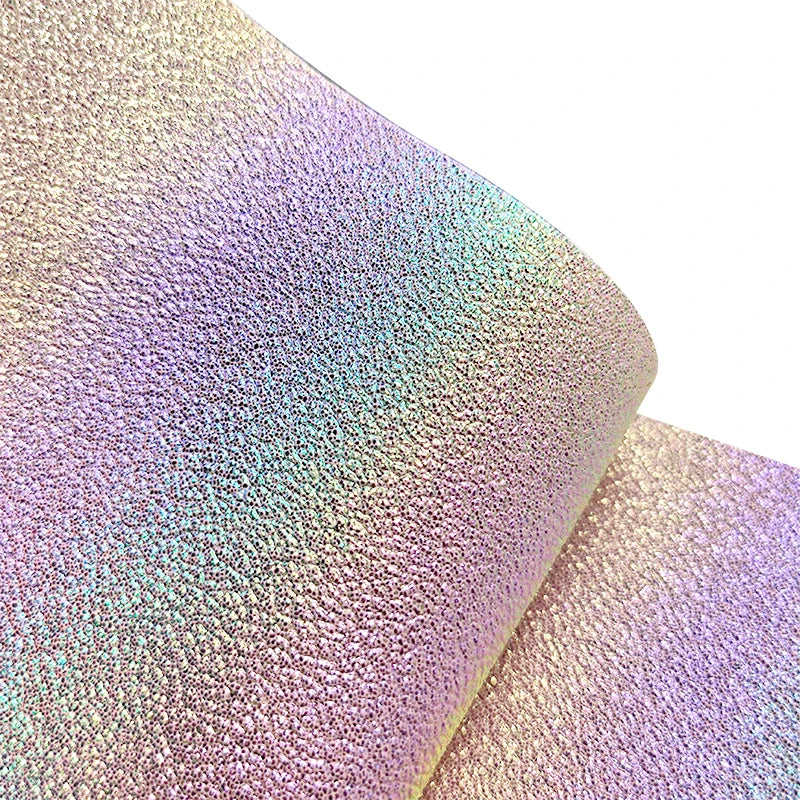 Rainbow Iridescent Metallic Embossed Vinyl Faux Leather Fabric Roll/Sheet Cotton Backing for Shoe/Bag/Decoration/Craft Sofa