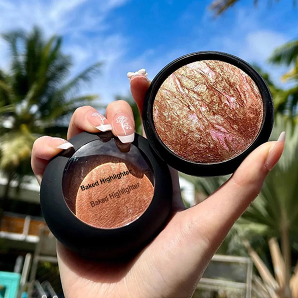 Wholesale Multichrome Diamond Glitter Highlighter Palette Baked Pressed Powder Face Body Glow Vegan Private Label Custom Logo