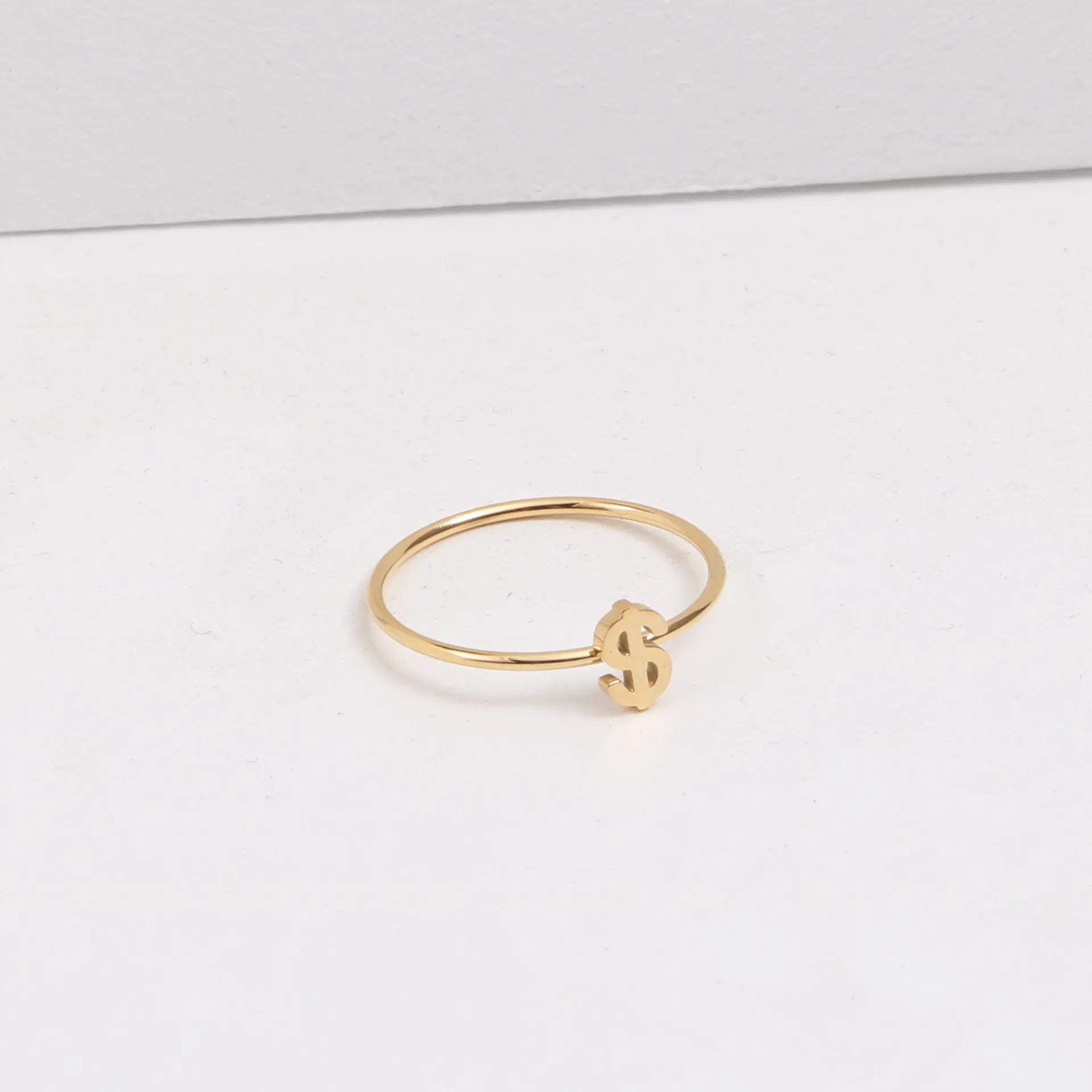 Joolim High End 18K Gold Plated Money Dollar Symbol Dainty Rings for Women Finger Ring