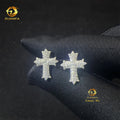 New Arrivals Bulk Stock Drop Shipping Men Iced Out Hip Hop Sterling Silver 925 Screw Back Moissanite Diamond Cross Stud Earrings