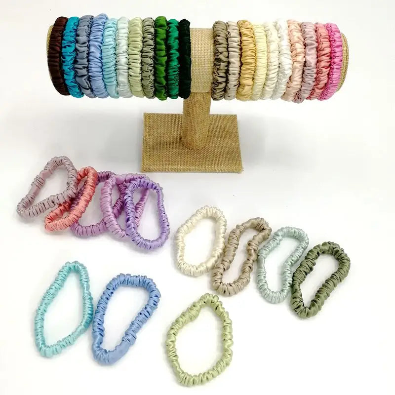 Wholesale 100% Pure Mulberry Silk Scrunchies Fashionable 16/19/22mm 1cm Hair Rope Women Girls Waterproof Pure Silk Scrunchies