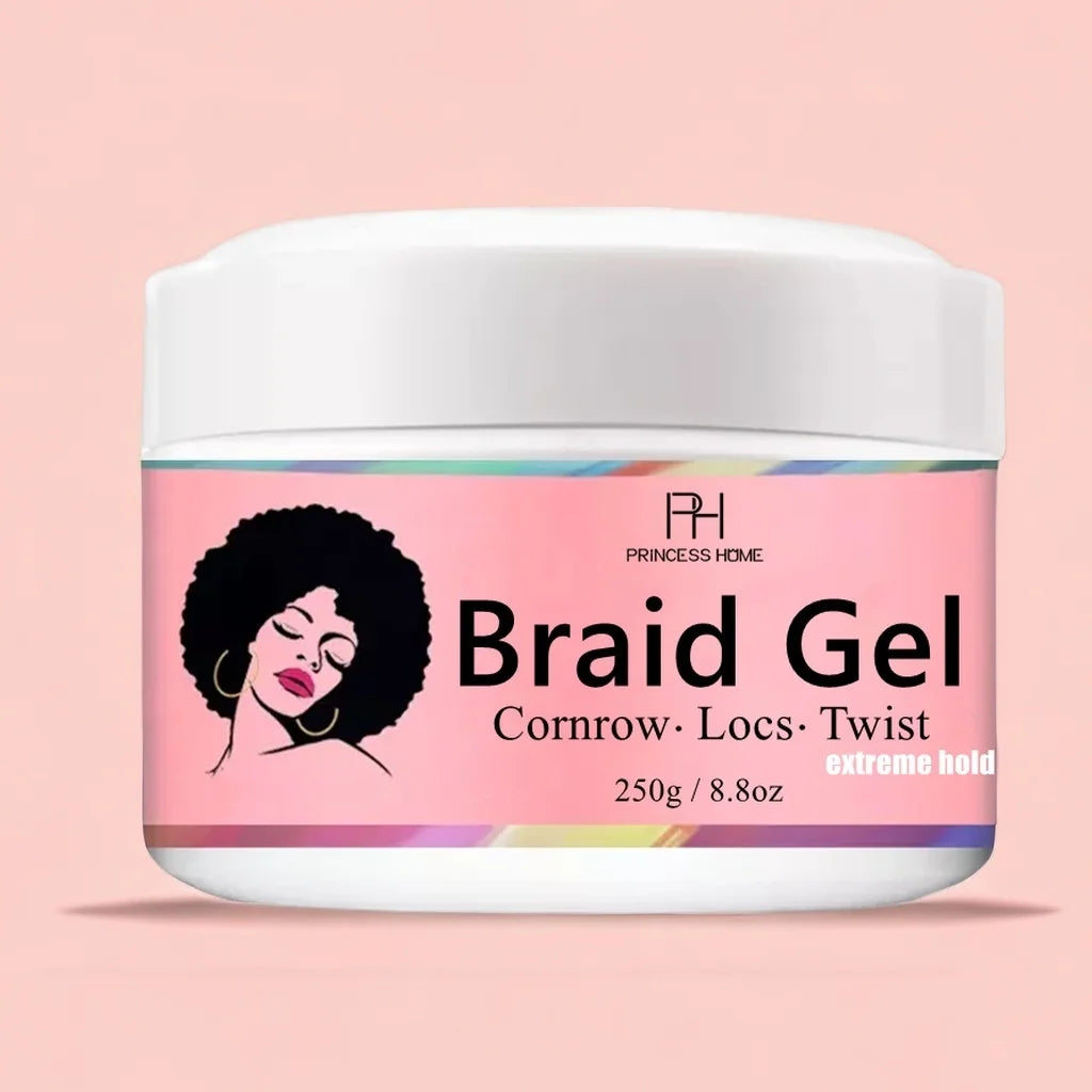 Private Label High Shine Frizz & Flake-Free Edge Control Tames Frizz Cornrow.Locs.Twist Braid Gel Strong Hold Styling Braid Gel