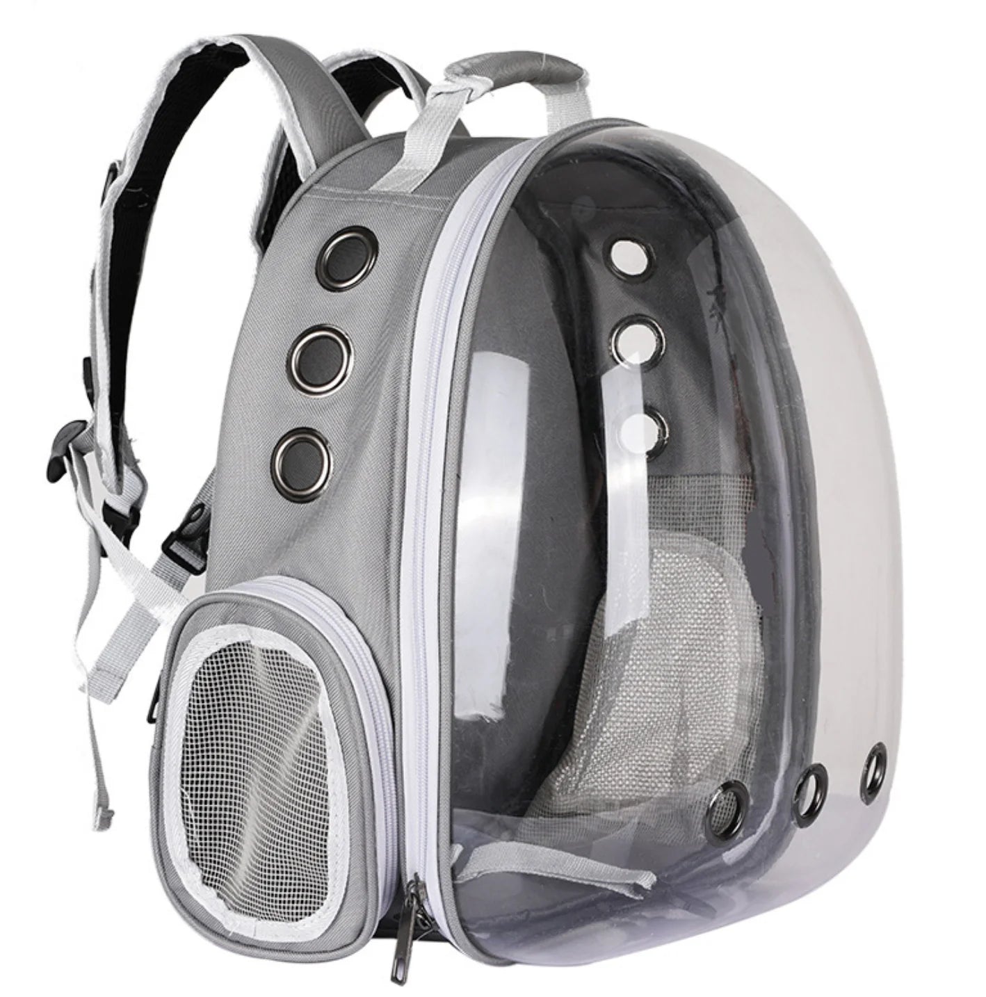 Solid Pattern Breathable Leather Pet Carrier Backpack Outdoor Bag with Zipper Closure and Two Side Ventilation Holes