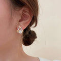 Gold Plated Inset Zircon Crystal Earrings Temperament Diamond Rhinestone Pearl Bead Stud Earrings