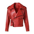 New Coming Women Vegetable Tanned Sheepskin Leather Jacket Red Leather Jacket