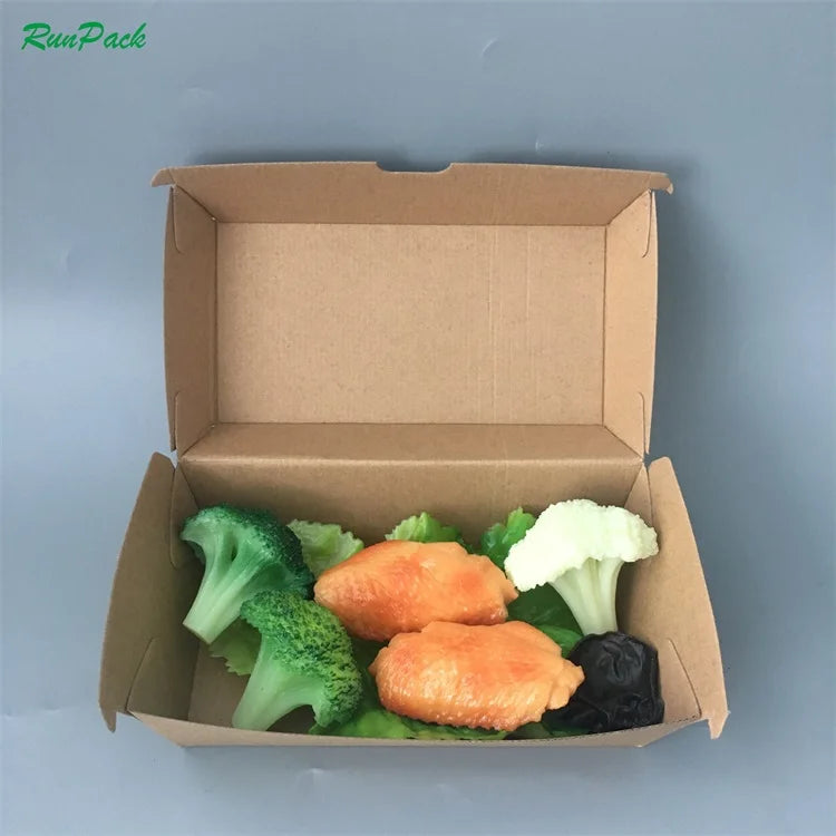 Kraft Color Large Clamshell Hamburger Box Takeaway Hot Dog Paper Packaging Burger Box