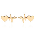 Fashion Rose 18K Gold Silver Plated Stainless Steel Tiny ECG Heartbeat Stud Earring Jewelry for Women