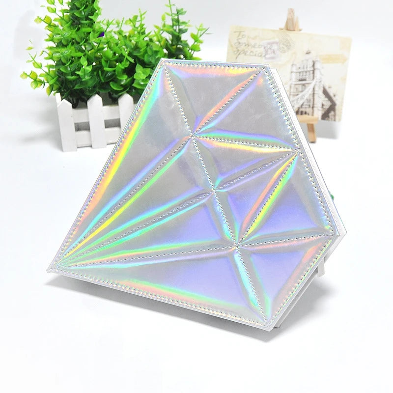 Portable Diamond-Shaped PU Makeup Brush Bag Gradient Color Storage for 10 Pieces Makeup Tools