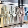 Janefur Hot Sale Winter Fashion Wool Long Cashmere Coat 100 % Cashmere With Big Real Fox Fur Collar