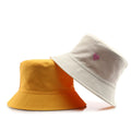 Two Side Bucket Hat One Side With Embroidery Logo on Front One Side With All Over Printed Logo Reversible Bucket Hat