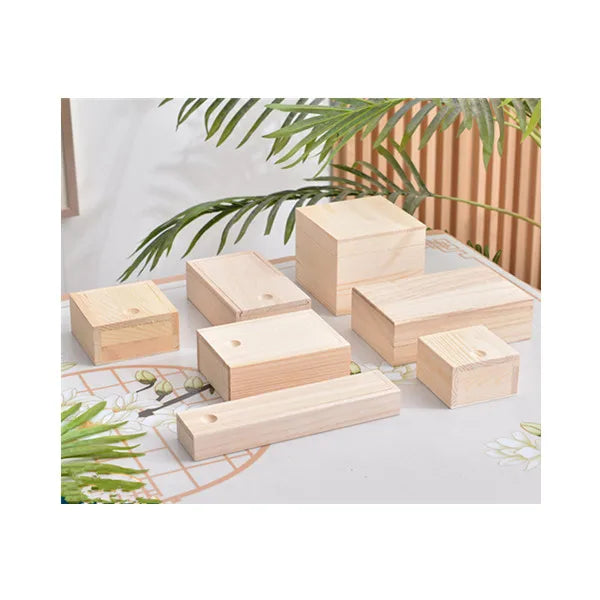 Wholesale Sliding Lid square Rectangle Pine Wood Gift Box Eco-friendly  Wooden Craft Packaging Gift Box
