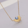 X182 Wholesale Gold Plated Stainless Steel Natural Stone Sun Pendant Necklace Fashion Clavicle Chain Necklaces for Women