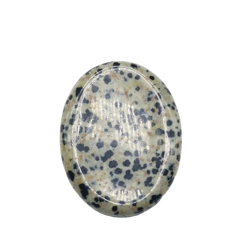 2026 Natural Crystal Gemstone Dalmation Jasper Worry Stone Colorful Massage Healing Energy Worry Stone for Thump Massage