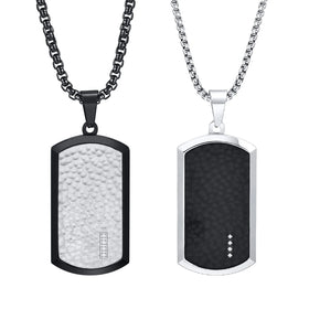 Stainless Steel Hammered Necklace Custom Dog Tags Pendant Necklace