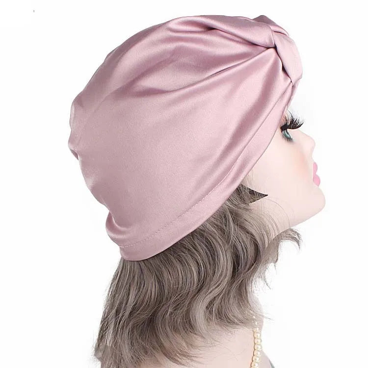 16/19/22mm Bow Colorful Silk Sleep Bonnet Real Satin Bonnet