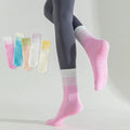 Seamless Custom Logo Grip Barre Trampoline Socks Pilates Non Slip Gradient Yoga Socks Lulu Compression Cotton Tube Crew Socks