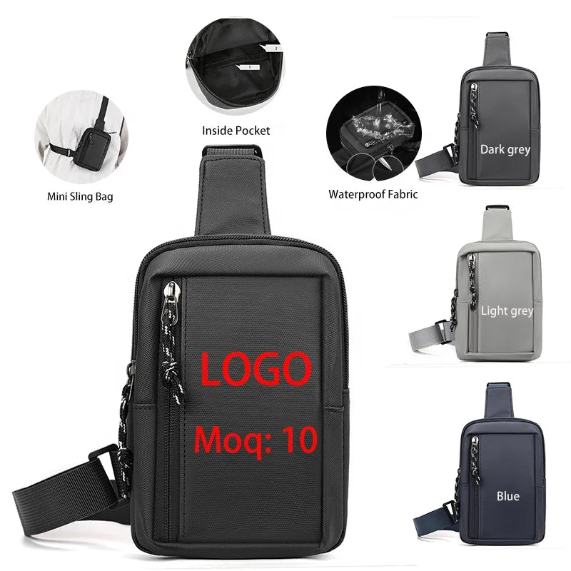Wholesale Fashion Nylon Utility Casual Sling Bag Custom Logo Waterproof Mini Crossbody Small Chest Bag for Mens