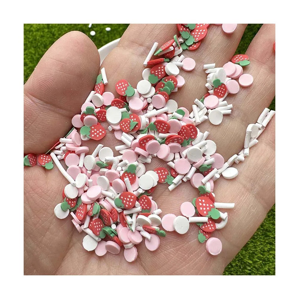 Strawberry Nail Art Slime Charms 500g/Lot Cute 3D Polymer Clay Fruit DIY Craft Supplies Beautiful Arts for Phone Case Decor