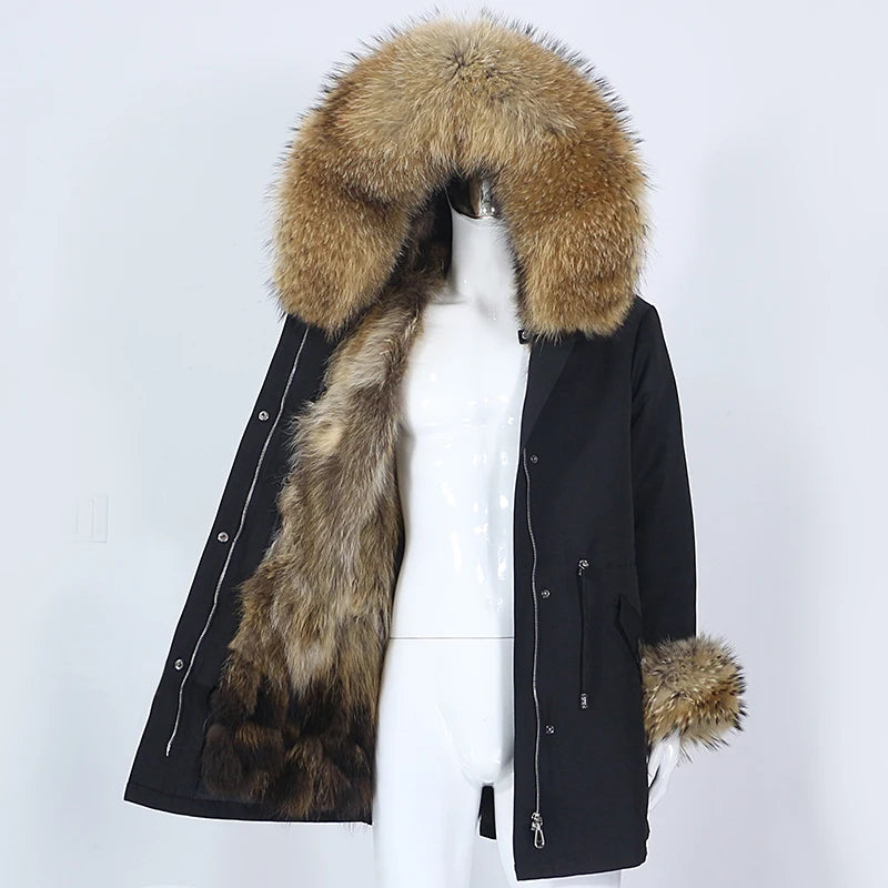 OFTBUY 2023 New Waterproof Men Long Parka Winter Jacket Natural Real Raccoon Fox Fur Coat Collar Hooded Thick Warm Streetwear