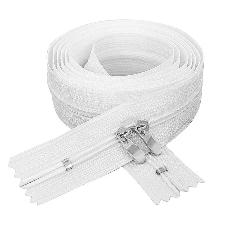 Long Bedding Bag Zipper 3# Nylon Two-way Separator Pull Thickened White Zipper for Home Textiles