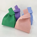 Personalized Custom Plain Knitted Handbag Small Wrist Knot Purse Solid Crochet Tote Bag for Women