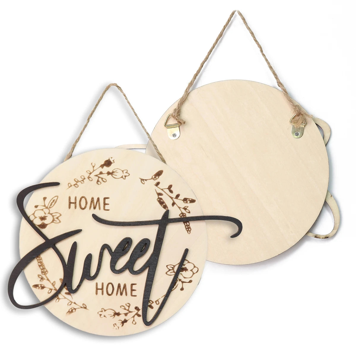 6 Inch Wood Letter Circles Home Sweet Home With Twine Hook for Diy Crafts Door Hanger Sign