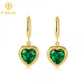 Luxury Dainty Fashion Women Trendy Jewelry Stainless Steel 14K Gold Plated Green Red Cubic Zirconia Heart Drop Earrings