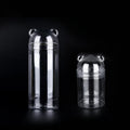 PET Disposable Transparent Plastic Round Jar Food Container / Candy Jar With Bear Head Lid /container Packaging for Dried Fruit