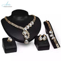4 Piece Women Fashion Jewelry Sets Wedding Bridal Jewelry Set Gold Plated Dubai Water Drop Crystal African Luxury Custom Alloy