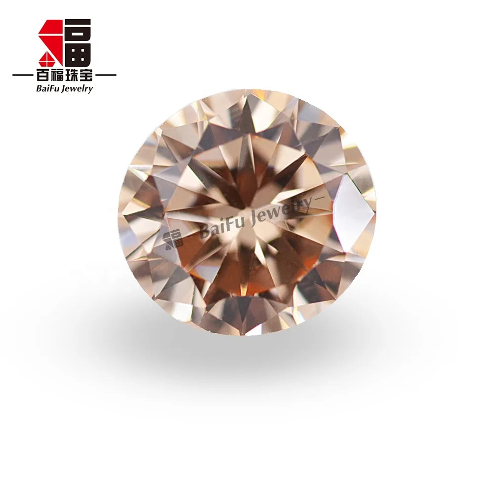 Baifu Jewelry Top Quality Loose Round Light champagne CZ